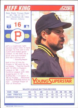 1990 Score - Young Superstars II #16 Jeff King Back