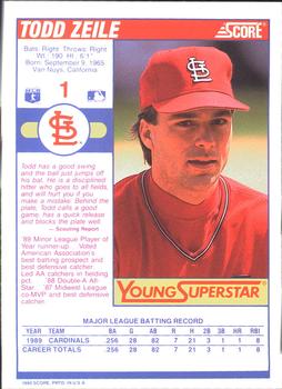 1990 Score - Young Superstars II #1 Todd Zeile Back