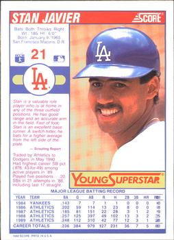1990 Score - Young Superstars II #21 Stan Javier Back