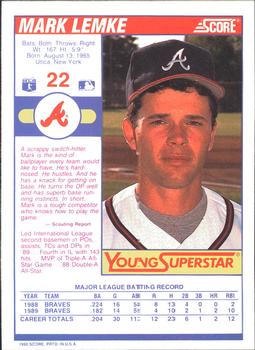 1990 Score - Young Superstars II #22 Mark Lemke Back