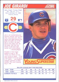 1990 Score - Young Superstars II #29 Joe Girardi Back