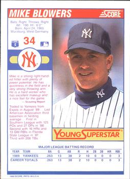 1990 Score - Young Superstars II #34 Mike Blowers Back