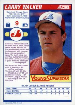 1990 Score - Young Superstars II #9 Larry Walker Back