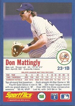 1990 Sportflics #150 Don Mattingly Back
