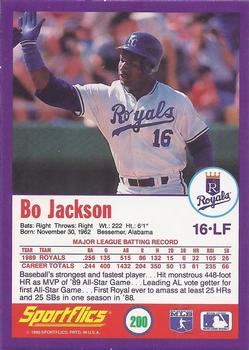 1990 Sportflics #200 Bo Jackson Back