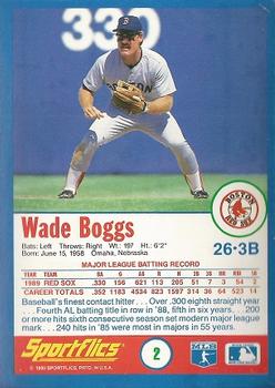 1990 Sportflics #2 Wade Boggs Back
