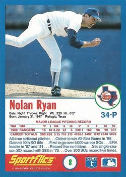 1990 Sportflics #8 Nolan Ryan Back