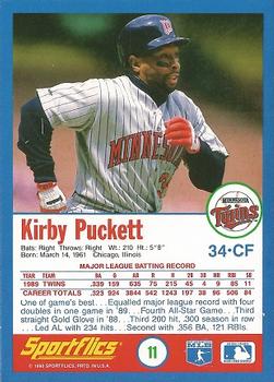 1990 Sportflics #11 Kirby Puckett Back