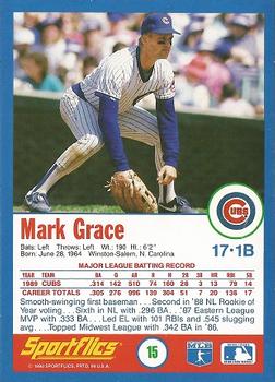 1990 Sportflics #15 Mark Grace Back