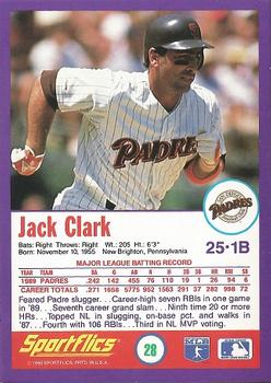 1990 Sportflics #28 Jack Clark Back