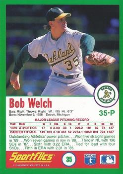 1990 Sportflics #35 Bob Welch Back
