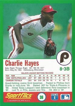 1990 Sportflics #36 Charlie Hayes Back