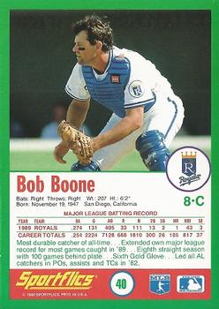 1990 Sportflics #40 Bob Boone Back