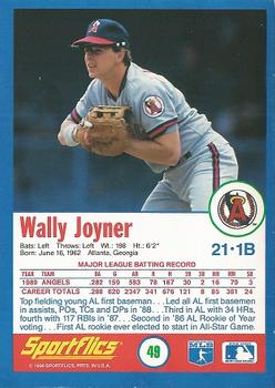 1990 Sportflics #49 Wally Joyner Back