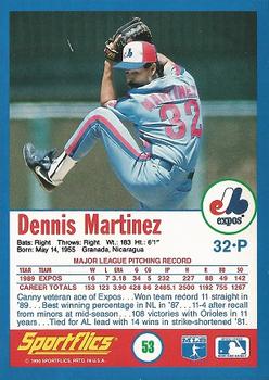 1990 Sportflics #53 Dennis Martinez Back