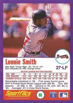 1990 Sportflics #65 Lonnie Smith Back