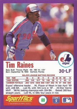 1990 Sportflics #69 Tim Raines Back