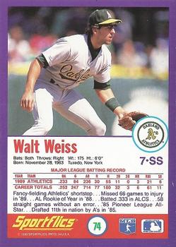 1990 Sportflics #74 Walt Weiss Back