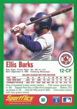 1990 Sportflics #80 Ellis Burks Back