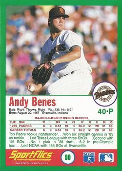 1990 Sportflics #90 Andy Benes Back