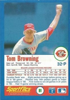1990 Sportflics #91 Tom Browning Back