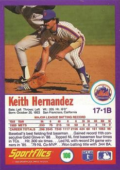 1990 Sportflics #106 Keith Hernandez Back