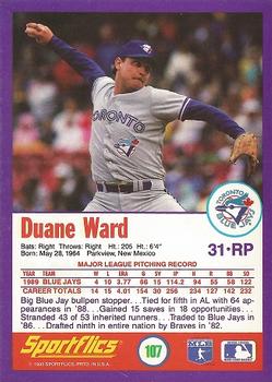 1990 Sportflics #107 Duane Ward Back