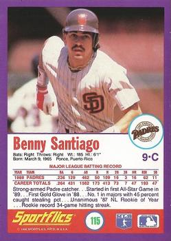 1990 Sportflics #115 Benny Santiago Back
