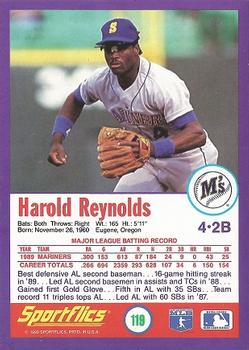 1990 Sportflics #119 Harold Reynolds Back