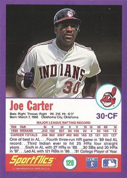 1990 Sportflics #120 Joe Carter Back