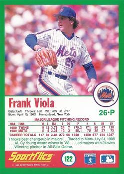 1990 Sportflics #122 Frank Viola Back