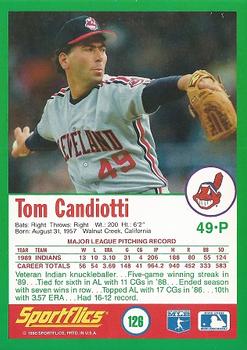 1990 Sportflics #126 Tom Candiotti Back