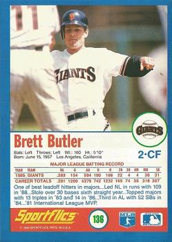 1990 Sportflics #136 Brett Butler Back