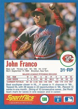 1990 Sportflics #138 John Franco Back