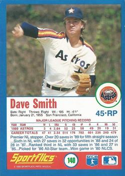 1990 Sportflics #140 Dave Smith Back