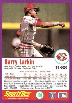 1990 Sportflics #160 Barry Larkin Back