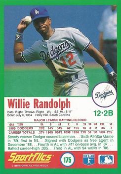 1990 Sportflics #175 Willie Randolph Back