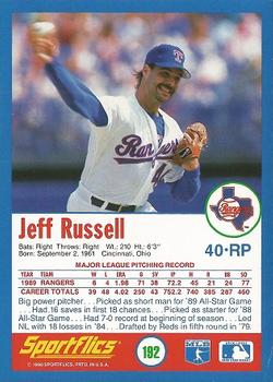 1990 Sportflics #192 Jeff Russell Back