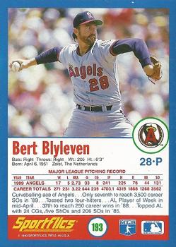 1990 Sportflics #193 Bert Blyleven Back