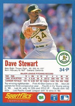 1990 Sportflics #194 Dave Stewart Back