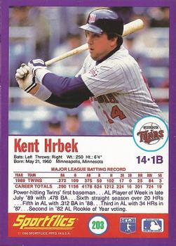1990 Sportflics #203 Kent Hrbek Back