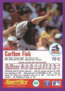 1990 Sportflics #204 Carlton Fisk Back