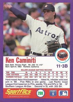 1990 Sportflics #209 Ken Caminiti Back