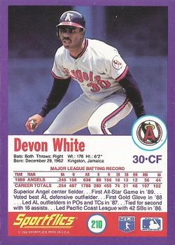 1990 Sportflics #210 Devon White Back