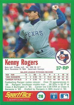 1990 Sportflics #216 Kenny Rogers Back