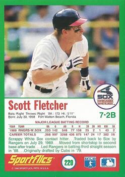 1990 Sportflics #220 Scott Fletcher Back