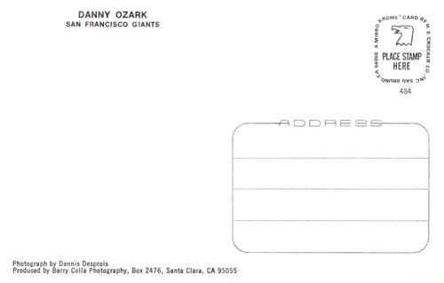1984 Barry Colla Postcards #484 Danny Ozark Back