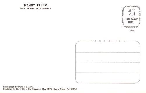 1984 Barry Colla Postcards #1284 Manny Trillo Back