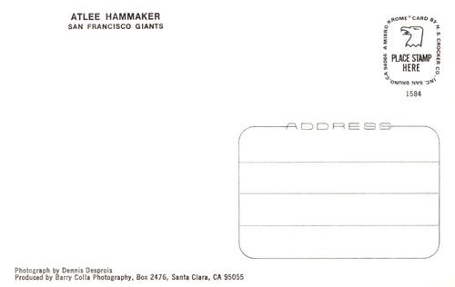 1984 Barry Colla Postcards #1584 Atlee Hammaker Back