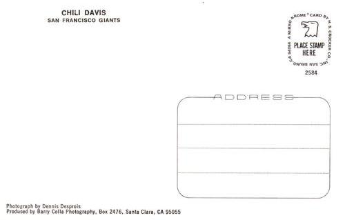 1984 Barry Colla Postcards #2584 Chili Davis Back
